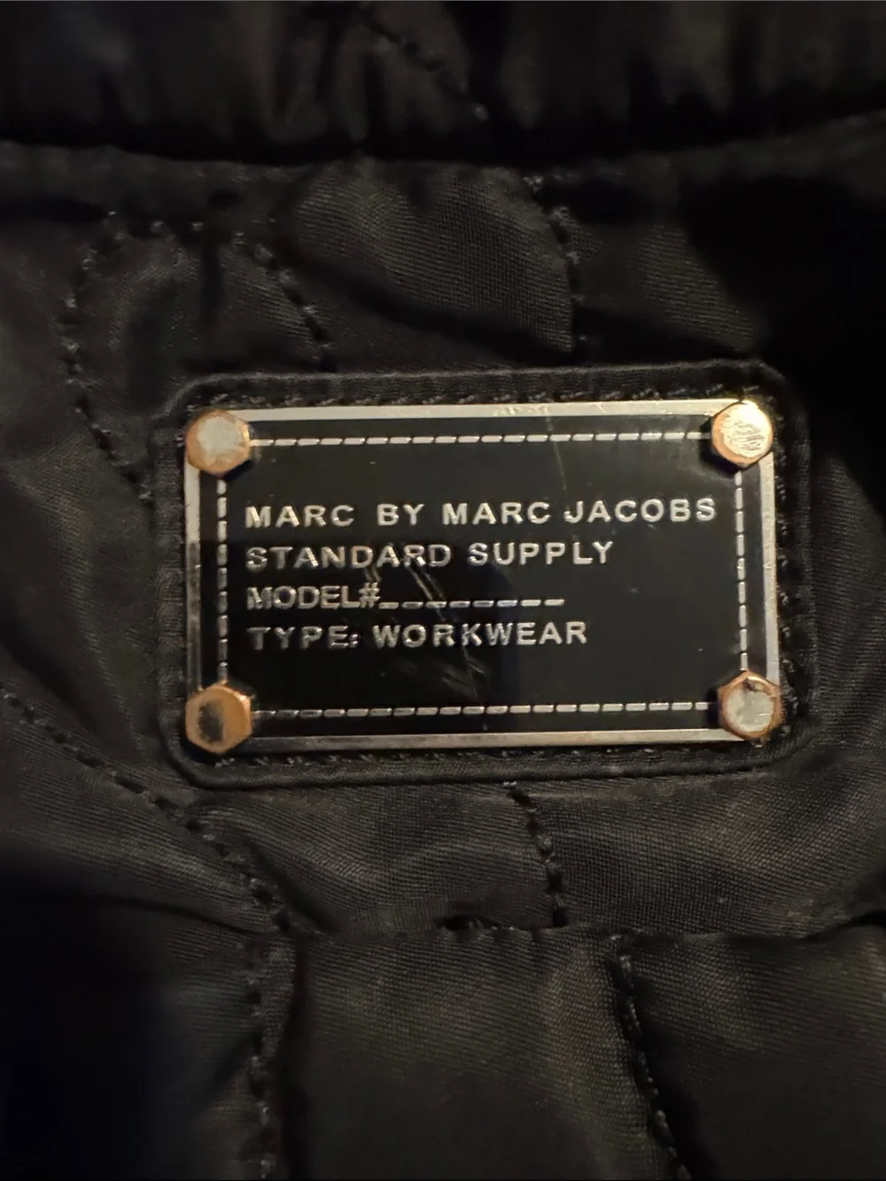 Marc by Marc Jacobs Black Quilted Tote with Metal Logo Plate